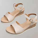 Adjustable Black Wedge Sandals for Women – Stylish & Comfortable