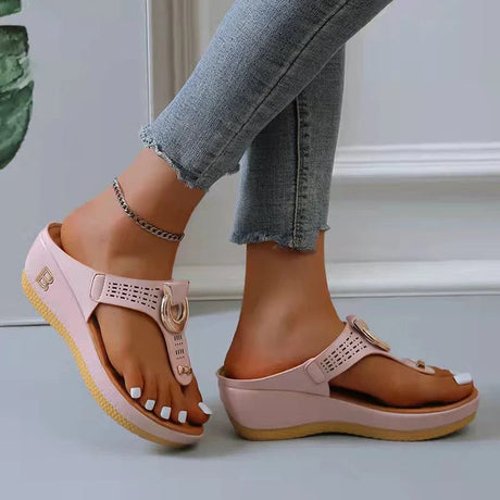 Adjustable Black Wedge Sandals for Women – Stylish & Supportive Comfort
