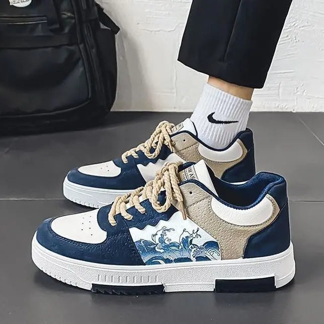 Wave Custom Trainers Evan – Men's Trainers – Stylish Colourblock Design with Wave Pattern