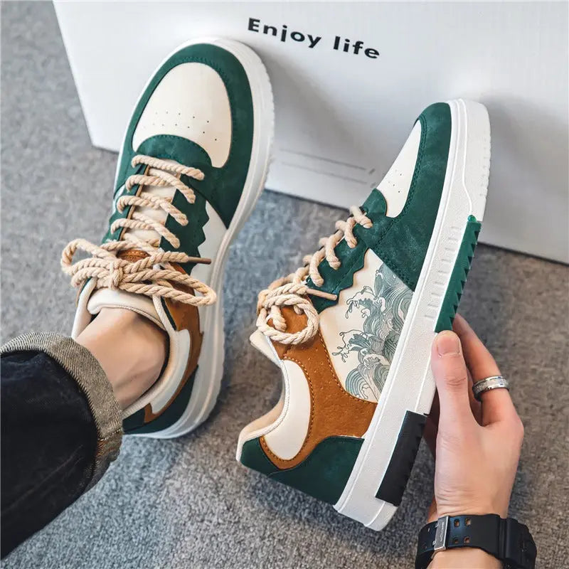 Wave Custom Trainers Evan – Men's Trainers – Stylish Colourblock Design with Wave Pattern