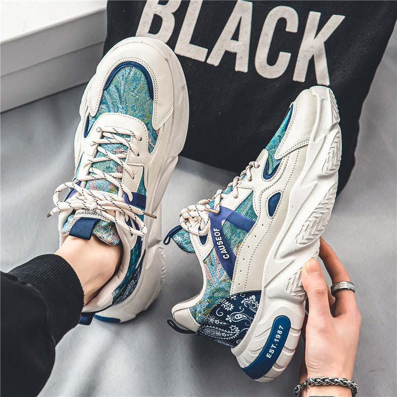 Belezza | Men's Patterned PU Platform Trainers