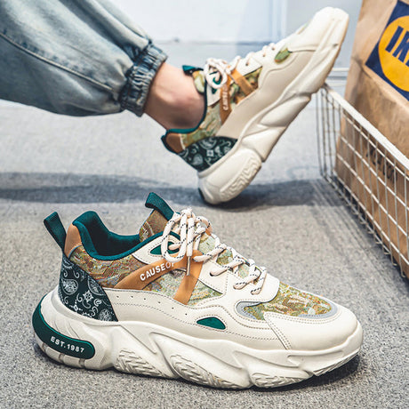 Belezza | Men's Patterned PU Platform Trainers
