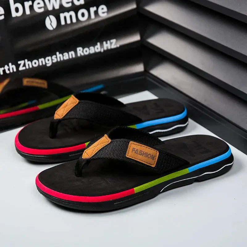 Belezza | Stylish Mixed Color Flip Flops with Non-Slip Sole for Men