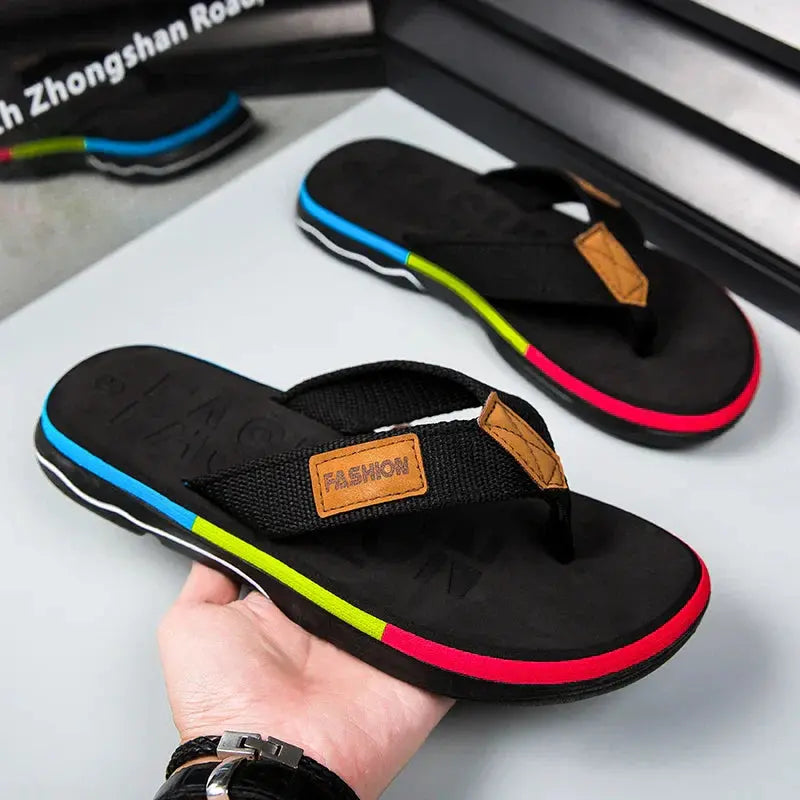 Belezza | Stylish Mixed Color Flip Flops with Non-Slip Sole for Men