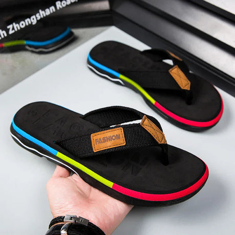 Belezza | Stylish Mixed Color Flip Flops with Non-Slip Sole for Men
