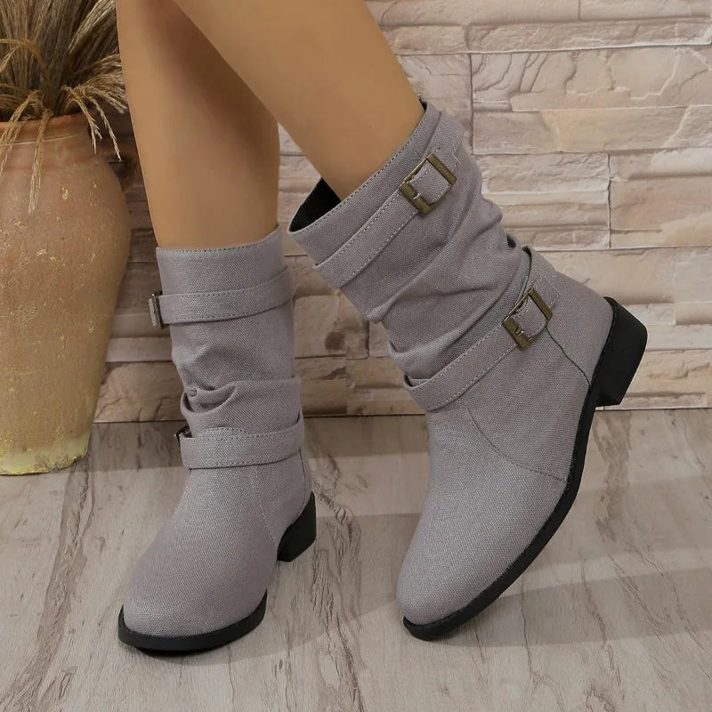 Black Buckle Ankle Boots for Women – Trendy & Comfortable Style