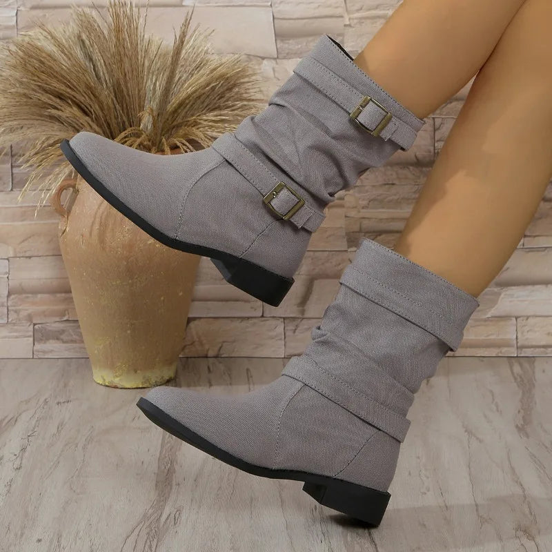 Black Buckle Ankle Boots for Women – Trendy & Comfortable Style