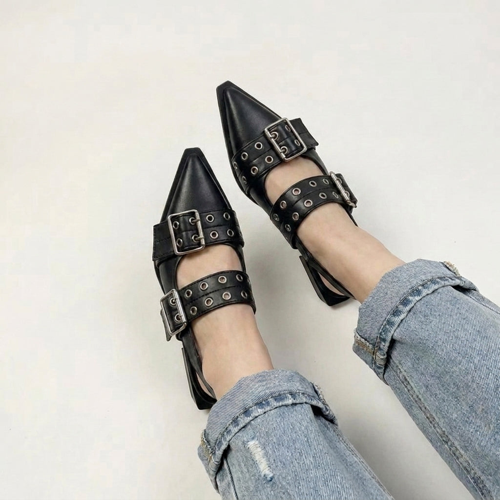 Pointed Sandals for Women – Bold & Stylish Design with Wide Buckle Straps