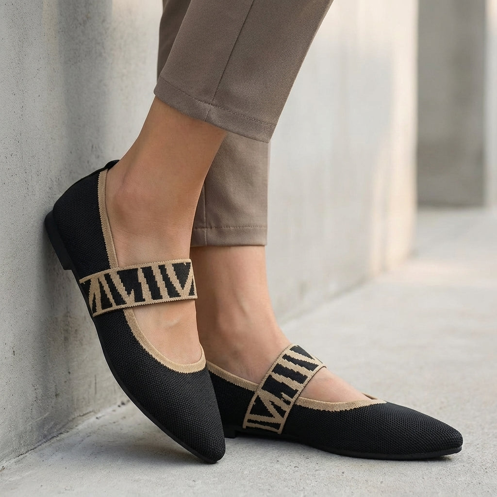 Pointed Toe Strap Flats – Breathable Casual Comfort Walking Shoes