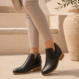 Women's V-Cut Side Zip Ankle Boots – Low Block Heel Comfort