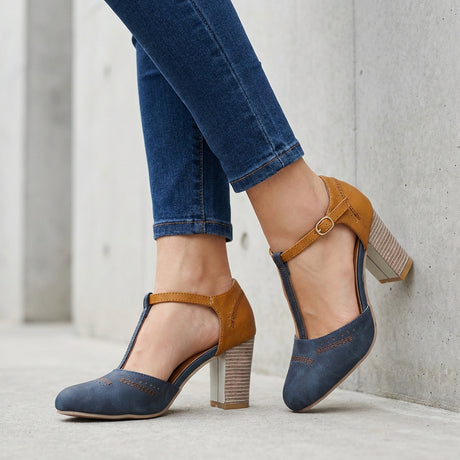 Block Heel Pumps for Women – Adjustable Ankle Strap & All-Day Support