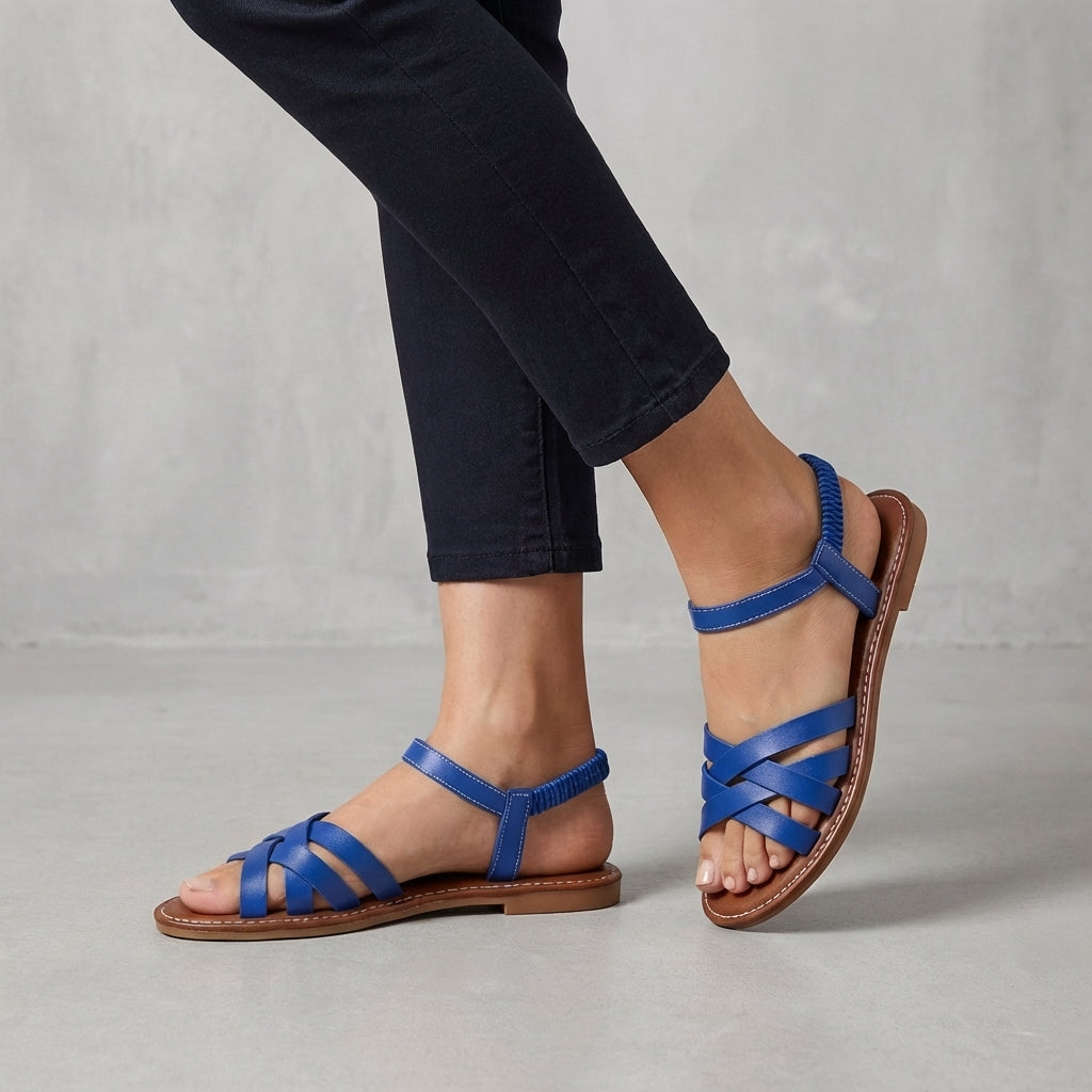 Elastic Strap Flat Sandals – Casual Comfortable Summer Walking Sandals
