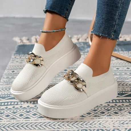 Breathable Slip-On Sneakers for Women – Stylish & Comfortable Platform Design