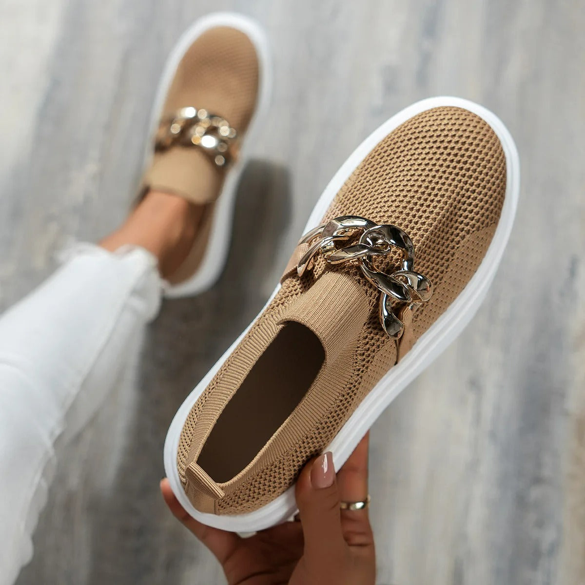 Breathable Slip-On Sneakers for Women – Stylish & Comfortable Platform Design