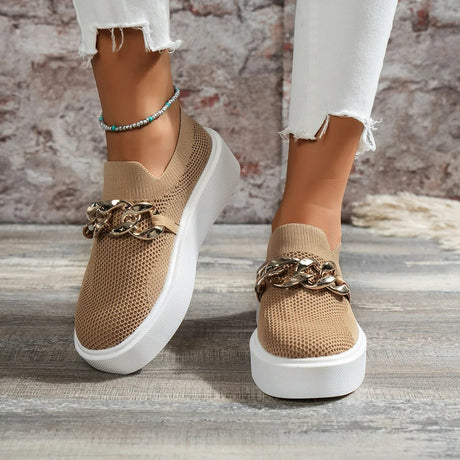 Breathable Slip-On Sneakers for Women – Stylish & Comfortable Platform Design