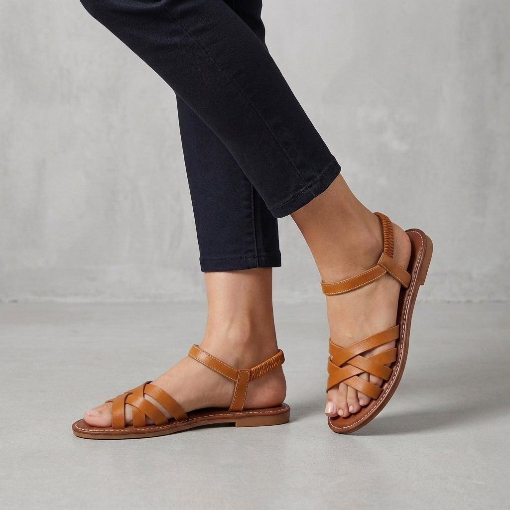 Elastic Strap Flat Sandals – Casual Comfortable Summer Walking Sandals