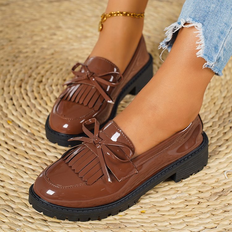 Patent Fringe Loafers for Women – Classic Charm & Everyday Comfort