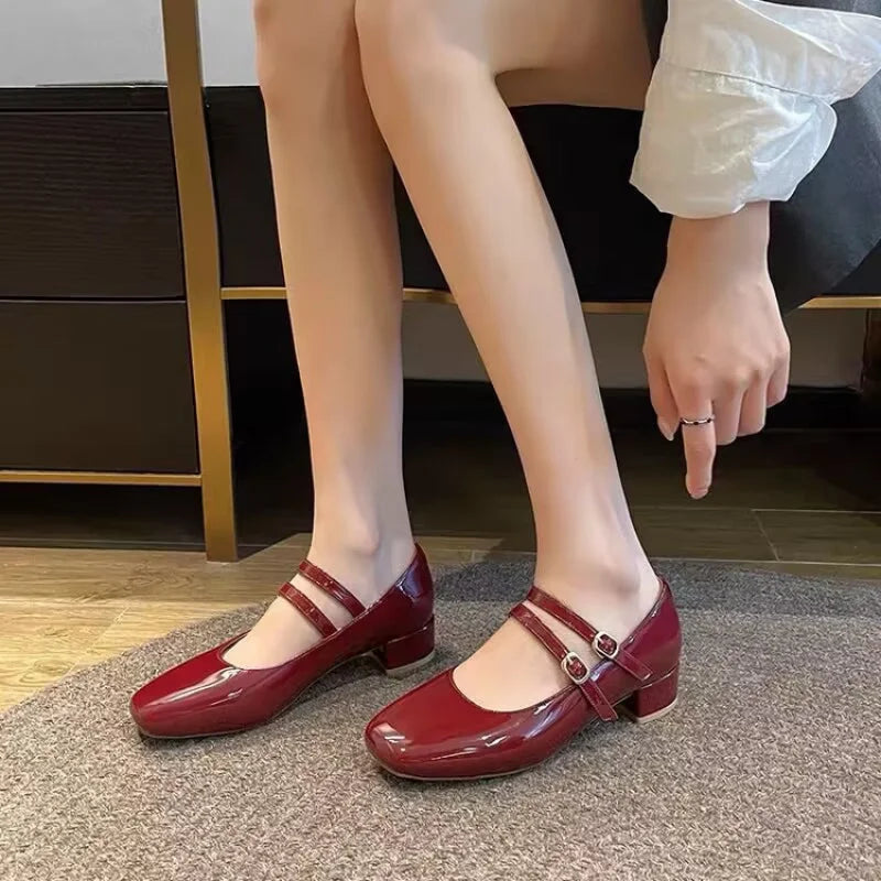 Burgundy Mary Jane Pumps for Women – Vintage-Inspired Comfort & Elegance