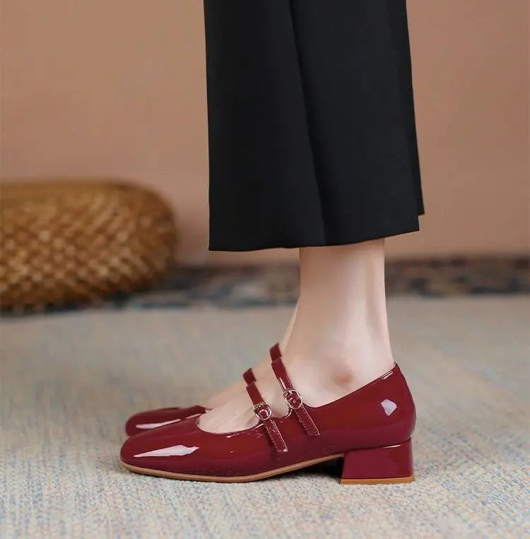 Burgundy Mary Jane Pumps for Women – Vintage-Inspired Comfort & Elegance