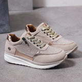 Casual Lace-Up Sneakers for Women – Stylish & Comfortable with Side Zipper