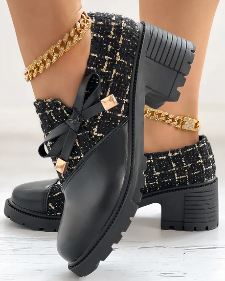 Chunky Black Heels for Women – Stylish & Comfortable Closed Toe Design