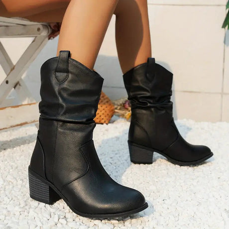 Chunky Heel Western Boots for Women – Vintage Style & Comfort