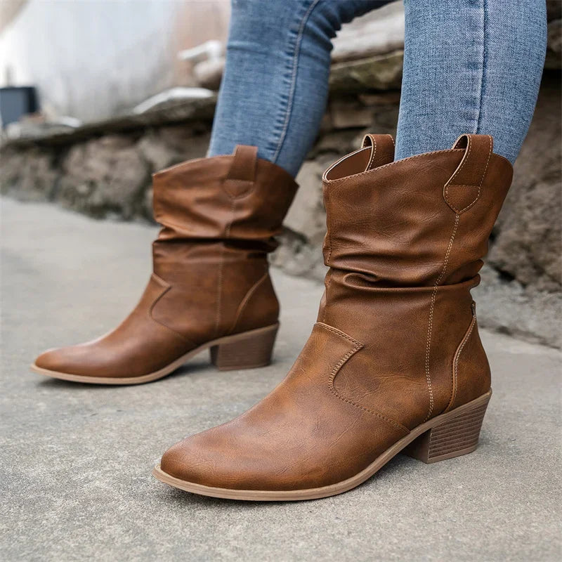 Classic Cowboy Ankle Boots for Women – Stylish & Versatile Western Footwear
