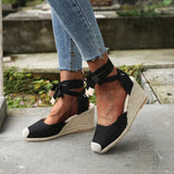 Closed-Toe Black Wedge Sandals for Women – Chic & Comfortable Style
