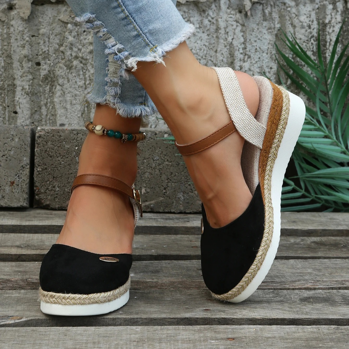Closed-Toe Espadrille Wedge Sandals for Women – Stylish & Comfortable
