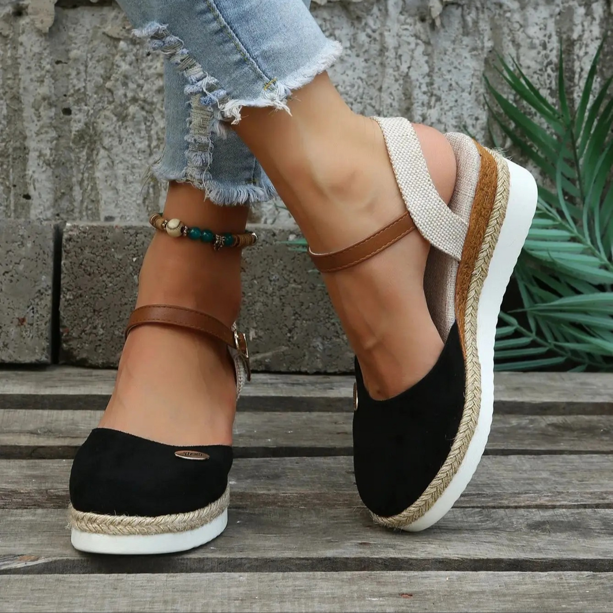 Closed-Toe Espadrille Wedge Sandals for Women – Stylish & Comfortable