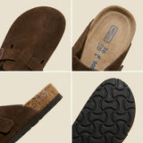 Suede Clogs for Women – Adjustable Strap & All-Day Support