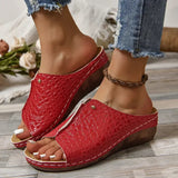 Croc-Embossed Wedge Sandals for Women – Stylish & Comfortable Wedge Heels