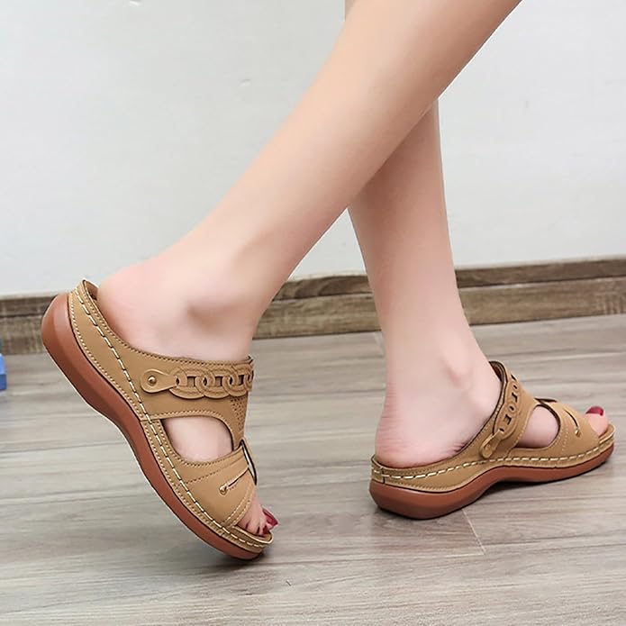 Cross Strap Wedge Sandals for Women – Slip in Design, Comfortable for Everyday Wear