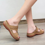 Cross Strap Wedge Sandals for Women – Slip in Design, Comfortable for Everyday Wear