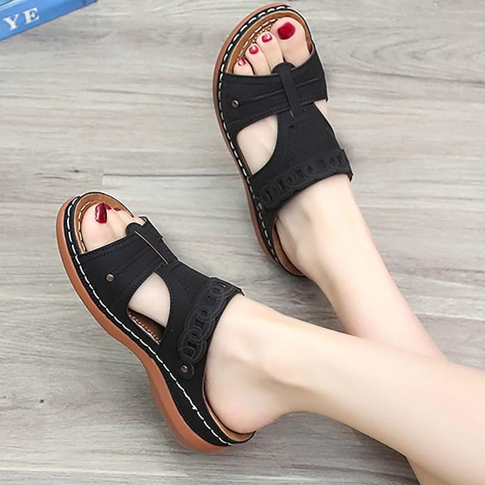 Cross Strap Wedge Sandals for Women – Slip in Design, Comfortable for Everyday Wear
