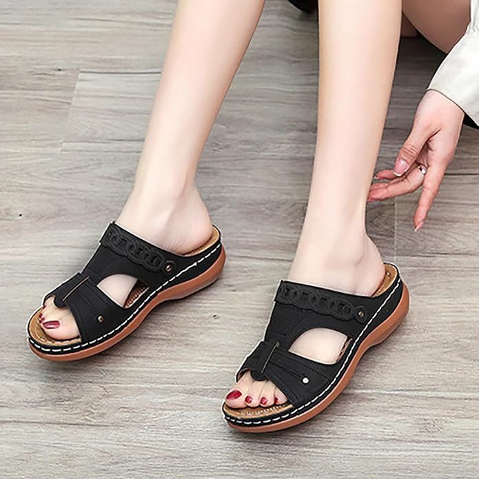 Cross Strap Wedge Sandals for Women – Slip in Design, Comfortable for Everyday Wear