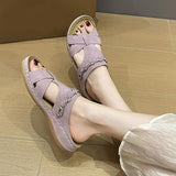 Cross Strap Wedge Sandals for Women – Slip in Design, Comfortable for Everyday Wear