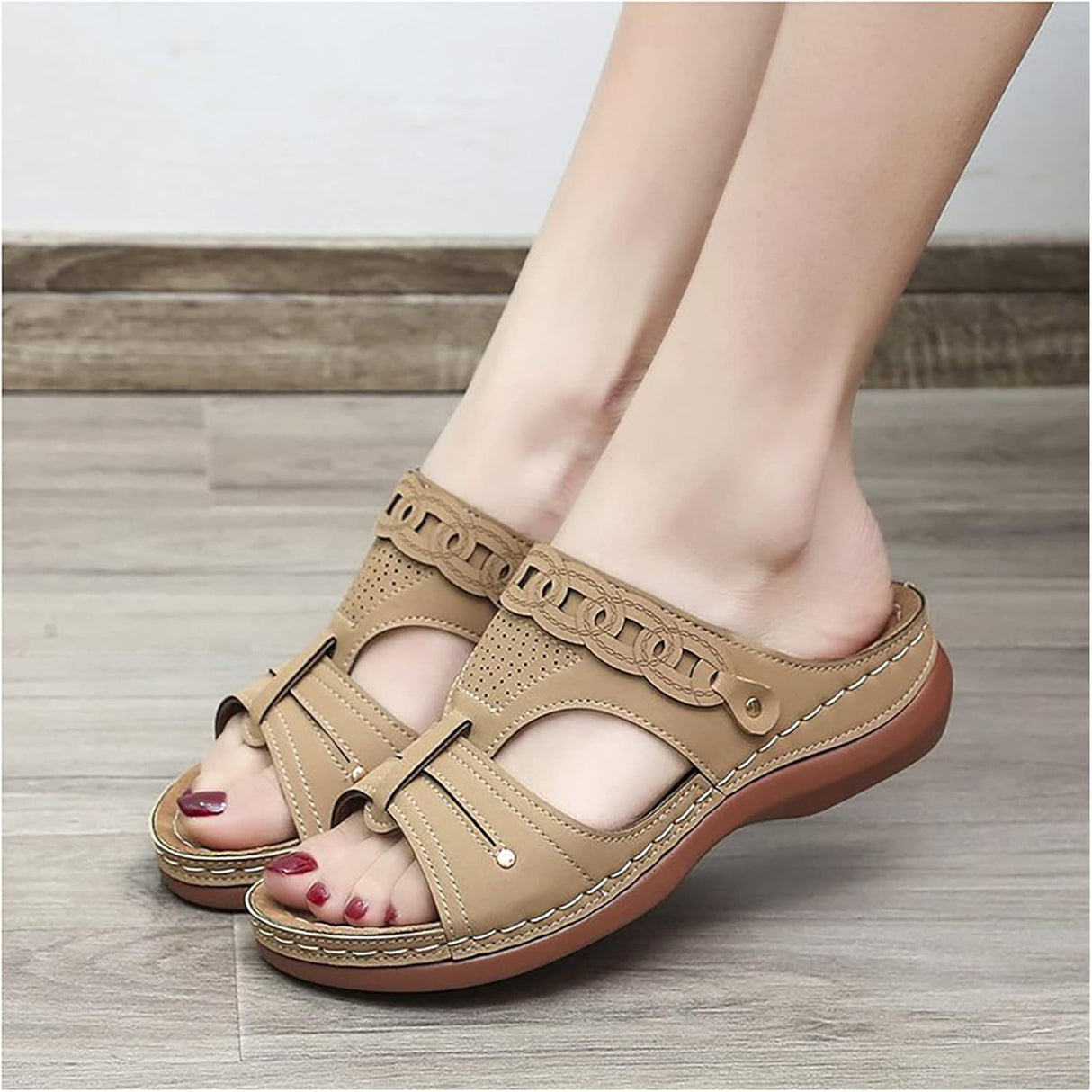 Cross Strap Wedge Sandals for Women – Slip in Design, Comfortable for Everyday Wear