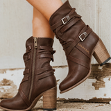 Retro Belt Buckle Boots for Women – Stylish & Comfortable