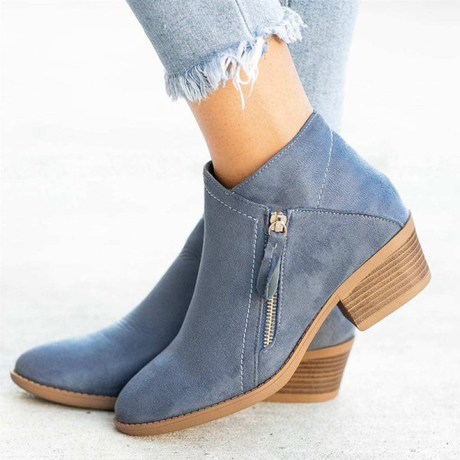 Double-Zipper Black Ankle Boots for Women – Stylish & Comfortable