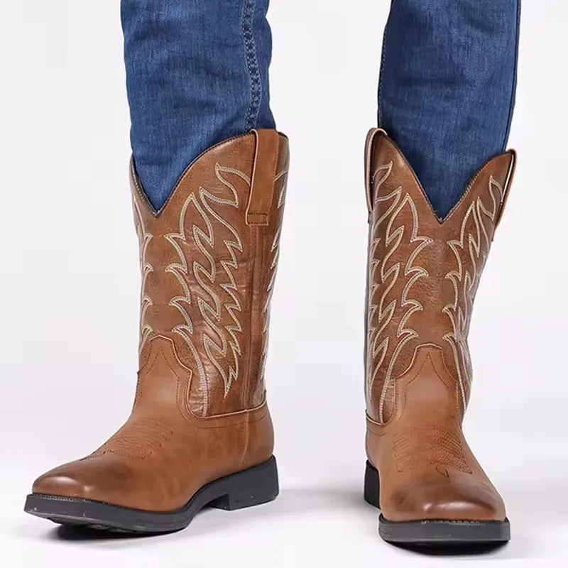 Embroidered Black Cowboy Boots for Men – Stylish & Durable Western Footwear