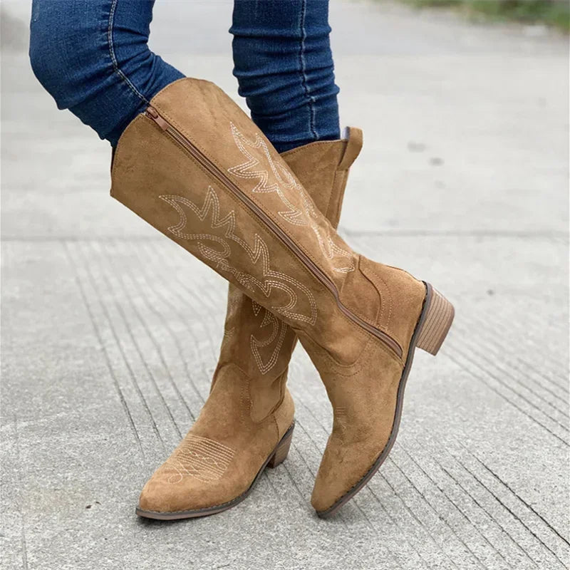 Embroidered Cowboy Boots for Women – Stylish & Comfortable High Knee Design