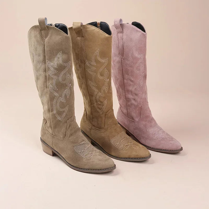 Embroidered Cowboy Boots for Women – Stylish & Comfortable High Knee Design