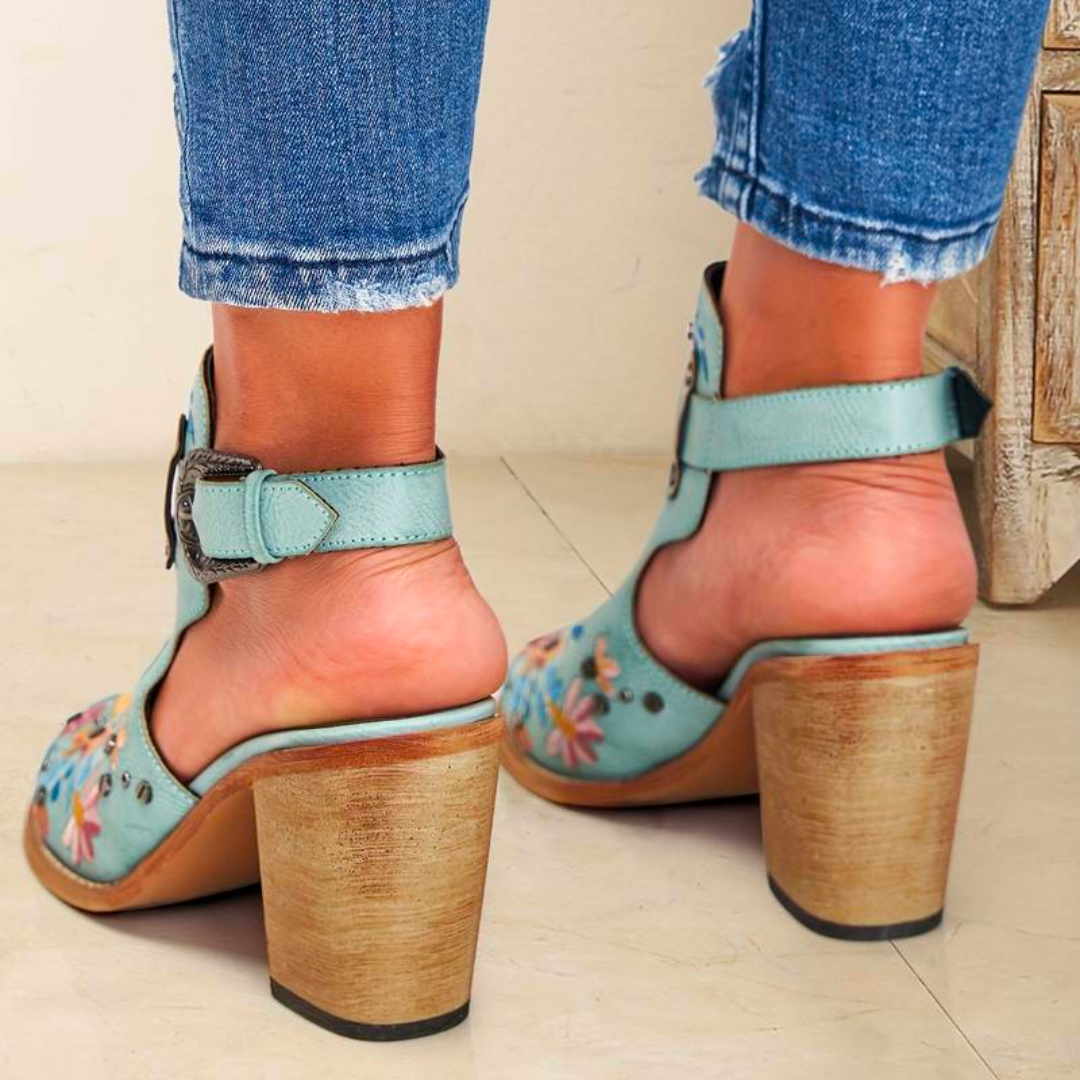 Embroidered Floral Ankle Boots for Women – Stylish Western Design