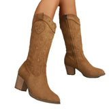 Embroidered Mid-Calf Boots for Women – Stylish & Comfortable Black Design