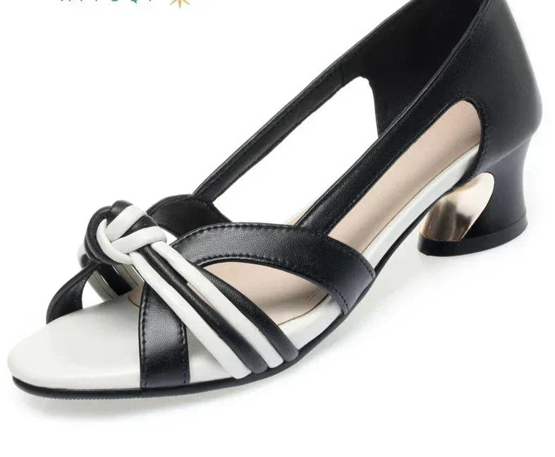 Fish Toe Mid-Heel Slip-On Shoes for Women – Stylish & Comfortable Footwear