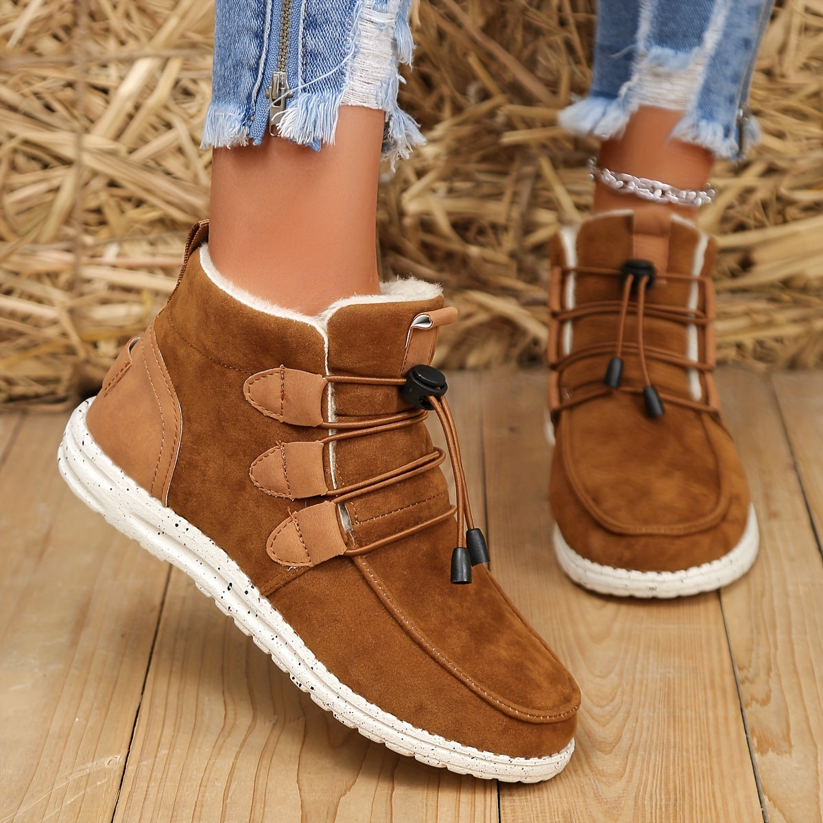 Fleece-Lined Sneaker Boots – Warm & Stylish Winter Footwear for Women