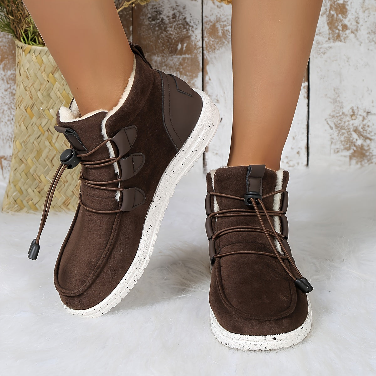 Fleece-Lined Sneaker Boots – Warm & Stylish Winter Footwear for Women