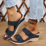 Floral Accent Wedge Sandals for Women – Stylish & Comfortable