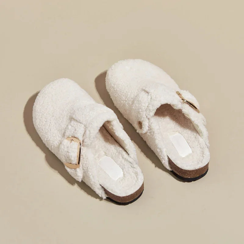 Furry Slippers for Women – Faux Shearling Lining